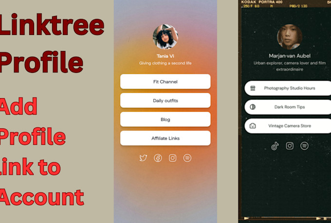 create a linktree bio link landing page for social media